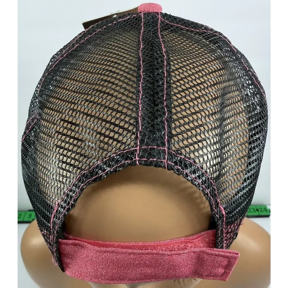 Outdoor Cap Girls With Guns Crossing Pistols Trucker Hat Pink Black Gold Sparkle